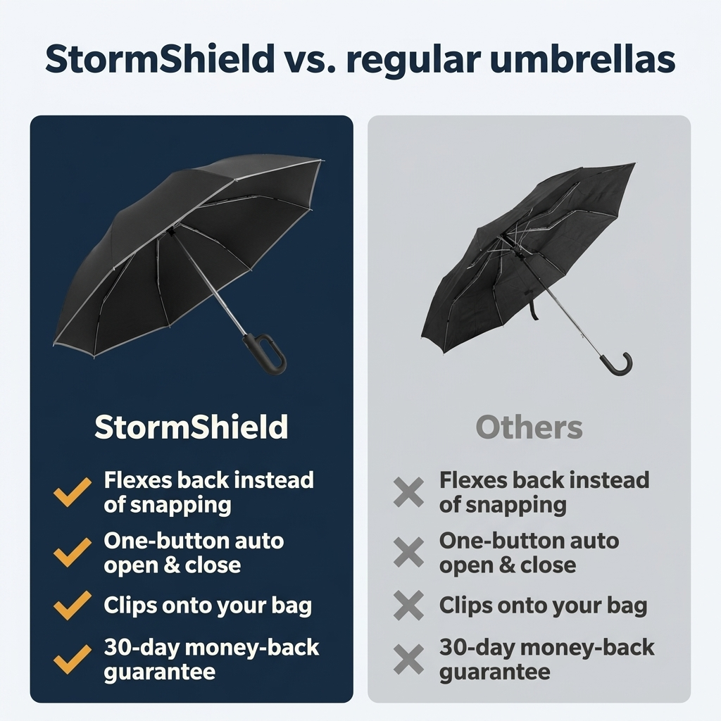 StormShield compared with regular umbrellas