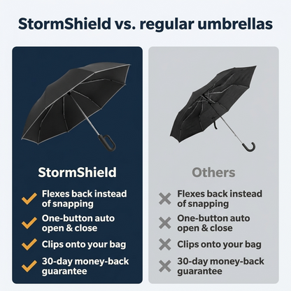 StormShield compared with regular umbrellas